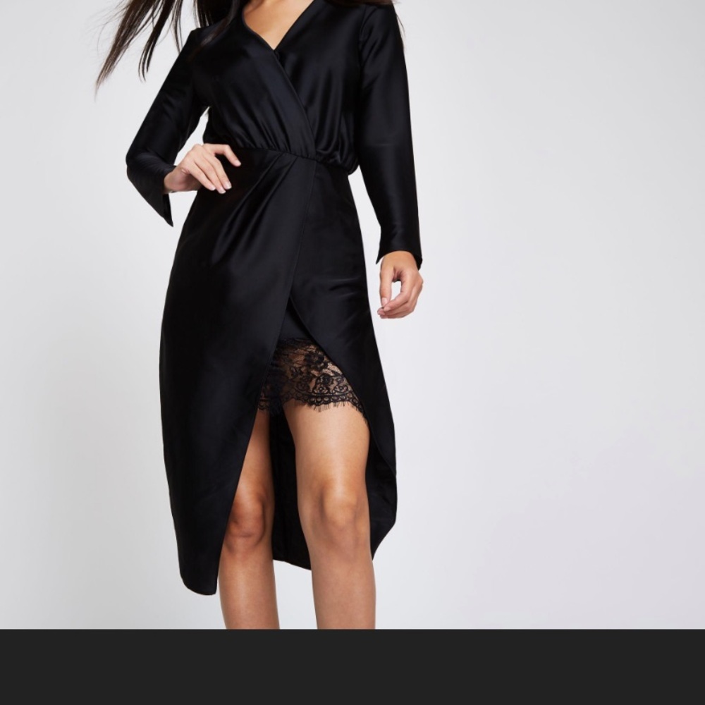River Island Black Long Sleeve Sheath Dress